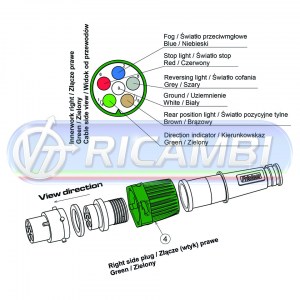 CONNETTORE ELETTRICO 6 PIN FANALE FRISTOM VERDE DX